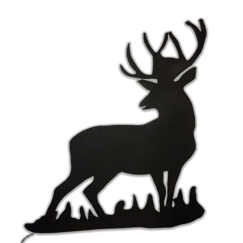 Deer In Glass Style - Led Light Metal - Owls Matrix LTD