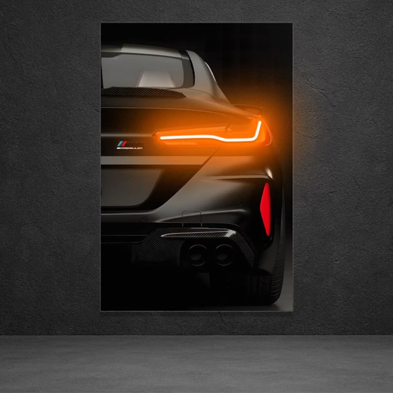 Neon LED Sports Car Wall Art (UV Printed) – Modern Man Cave Decor