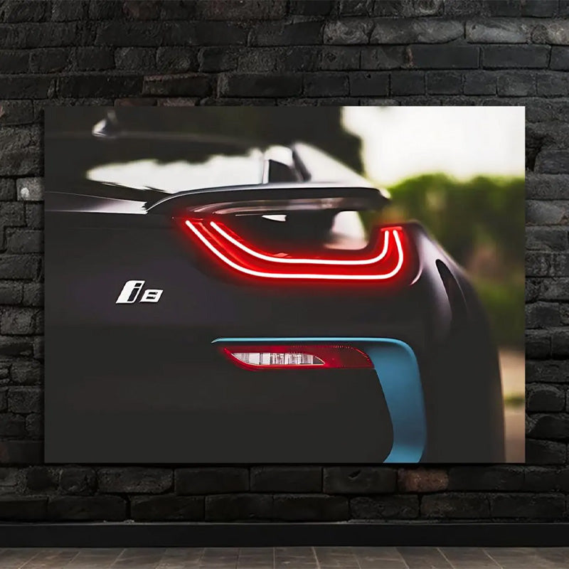 Neon Sports Car Poster – LED Wall Art Print for Men | Supercar Decor