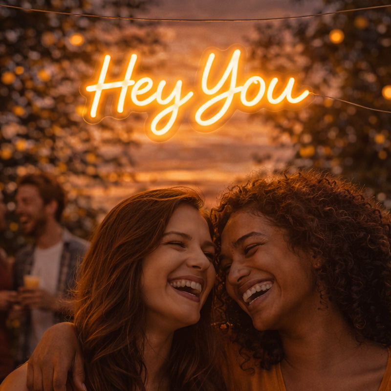 “Hey You” LED Neon Sign – Warm Friendly Wall Decor