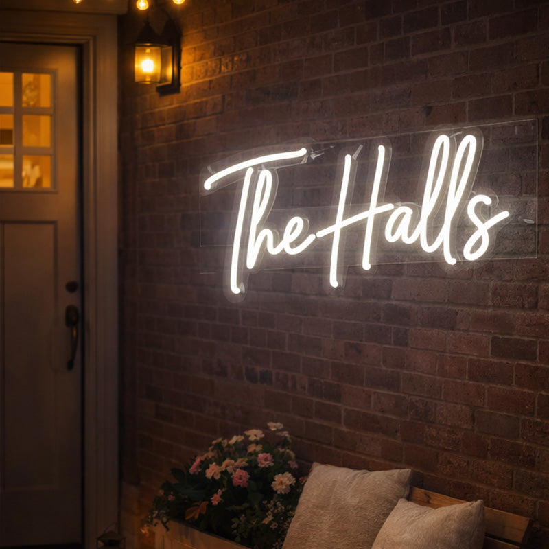 “The Halls” Neon Sign – Custom Family Name LED Neon Script Sign for Home Décor