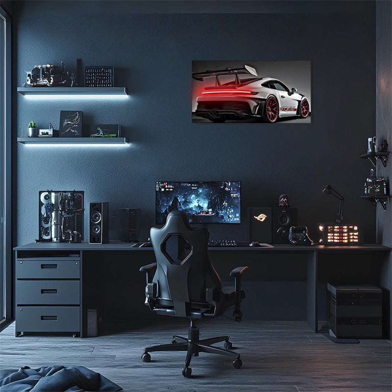Modern Neon Performance Car Wall Art (UV Printed) – Gamer Room & Man Cave Decor