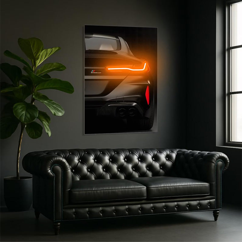 Neon LED Sports Car Wall Art (UV Printed) – Modern Man Cave Decor