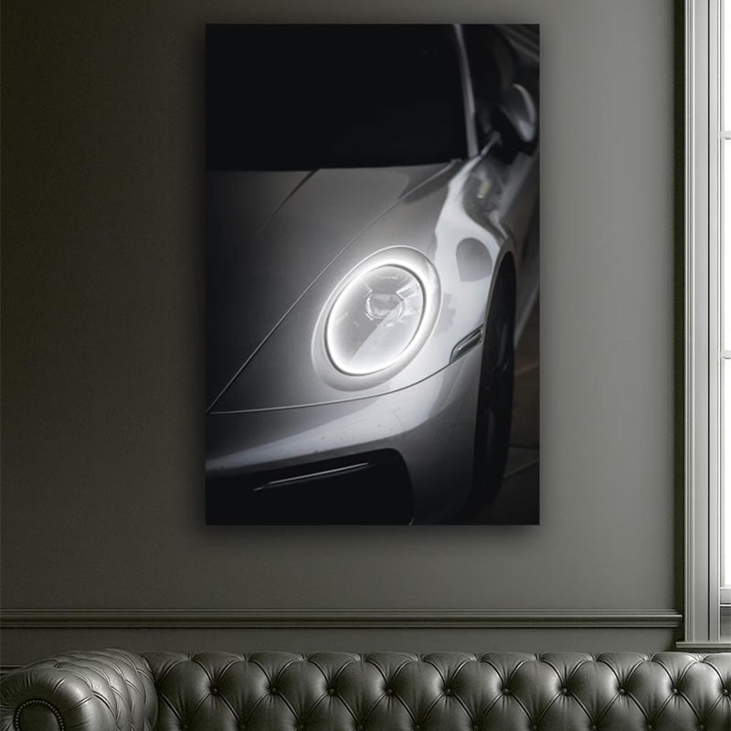 Luxury Silver Sports Car Neon Wall Art (UV Printed) – Modern LED Automotive Decor