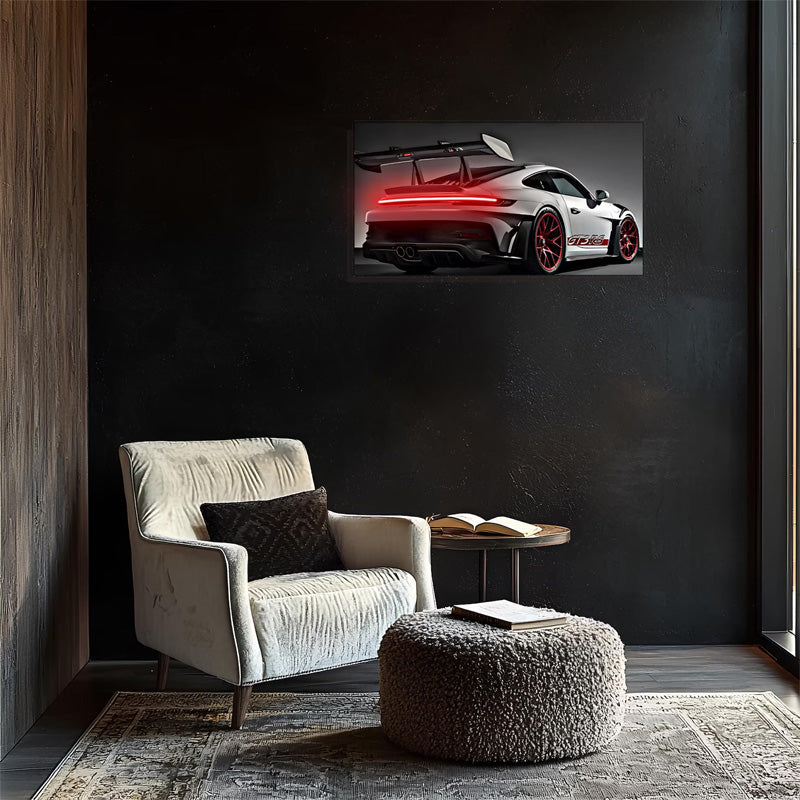 Modern Neon Performance Car Wall Art (UV Printed) – Gamer Room & Man Cave Decor