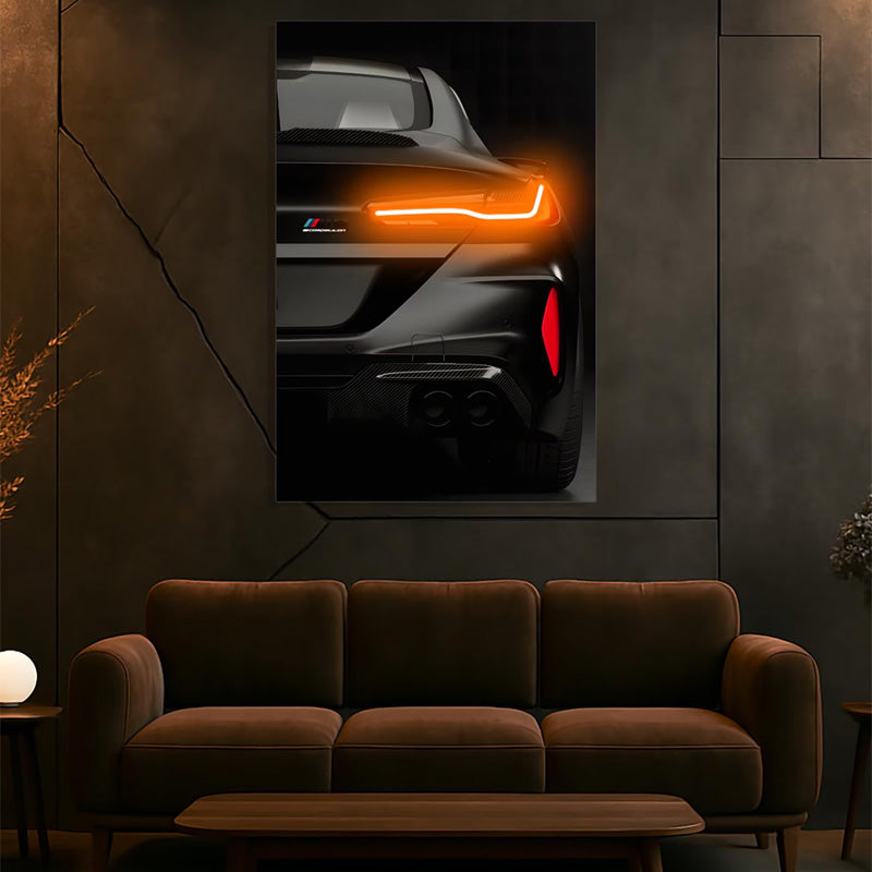 Neon LED Sports Car Wall Art (UV Printed) – Modern Man Cave Decor