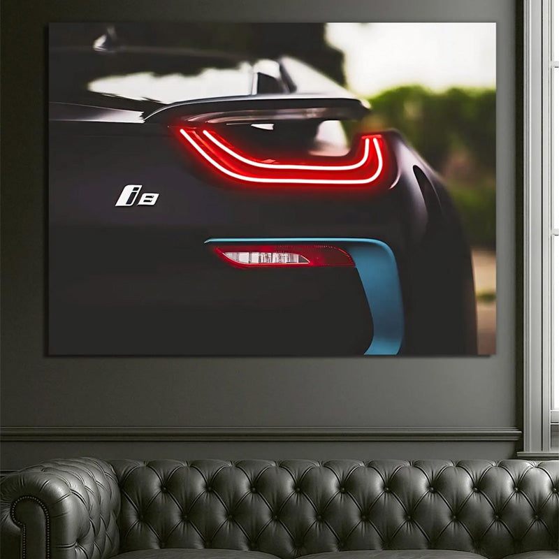 Neon Sports Car Poster – LED Wall Art Print for Men | Supercar Decor