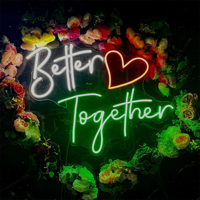 Together Forever LED Neon Sign with Heart Design for Wedding, Engagement and Event Wall Decoration