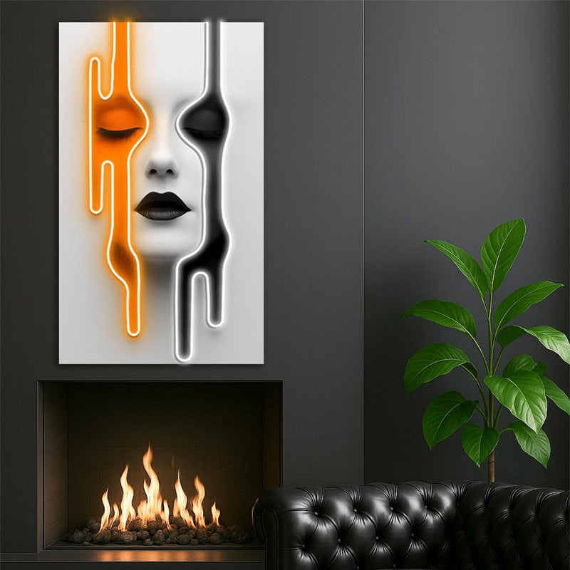 Abstract Dripping Face Neon Sign – Modern LED Plexiglass Wall Art