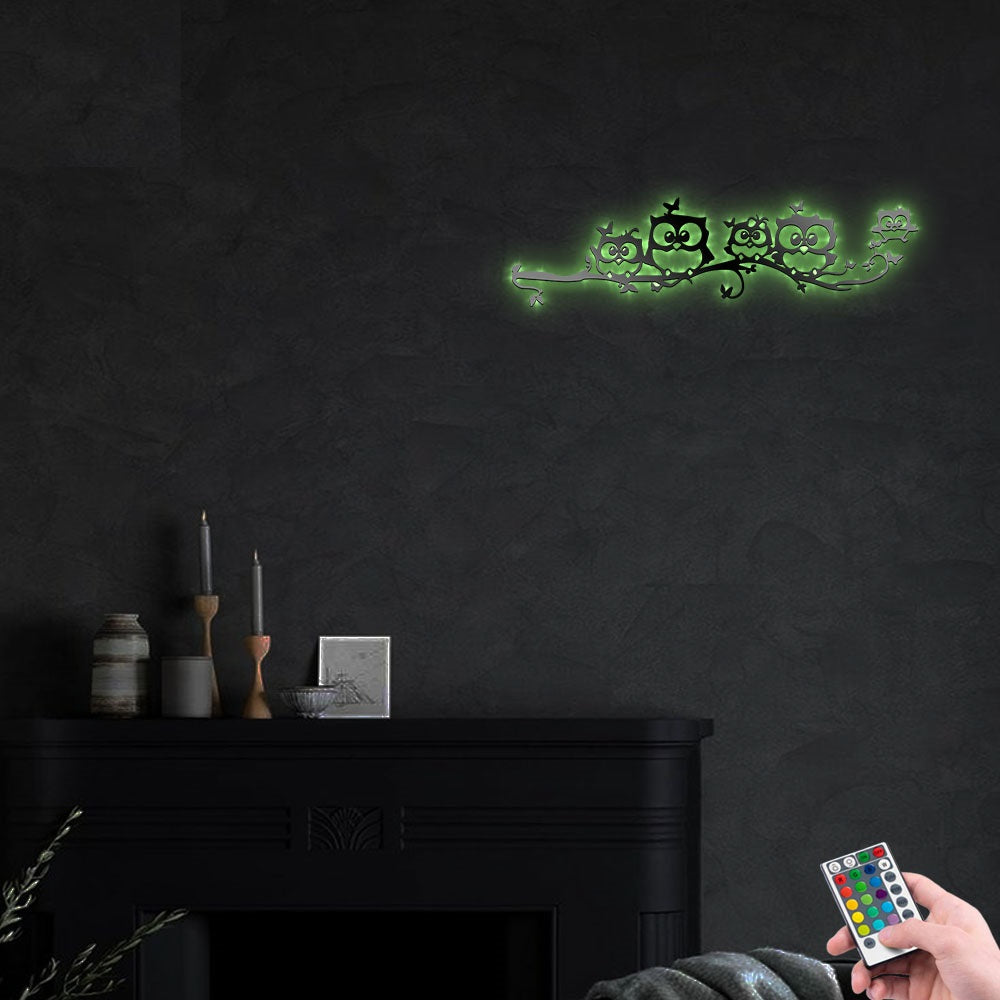 Owl Butterfly On Tree - Led Light Metal - Owls Matrix LTD