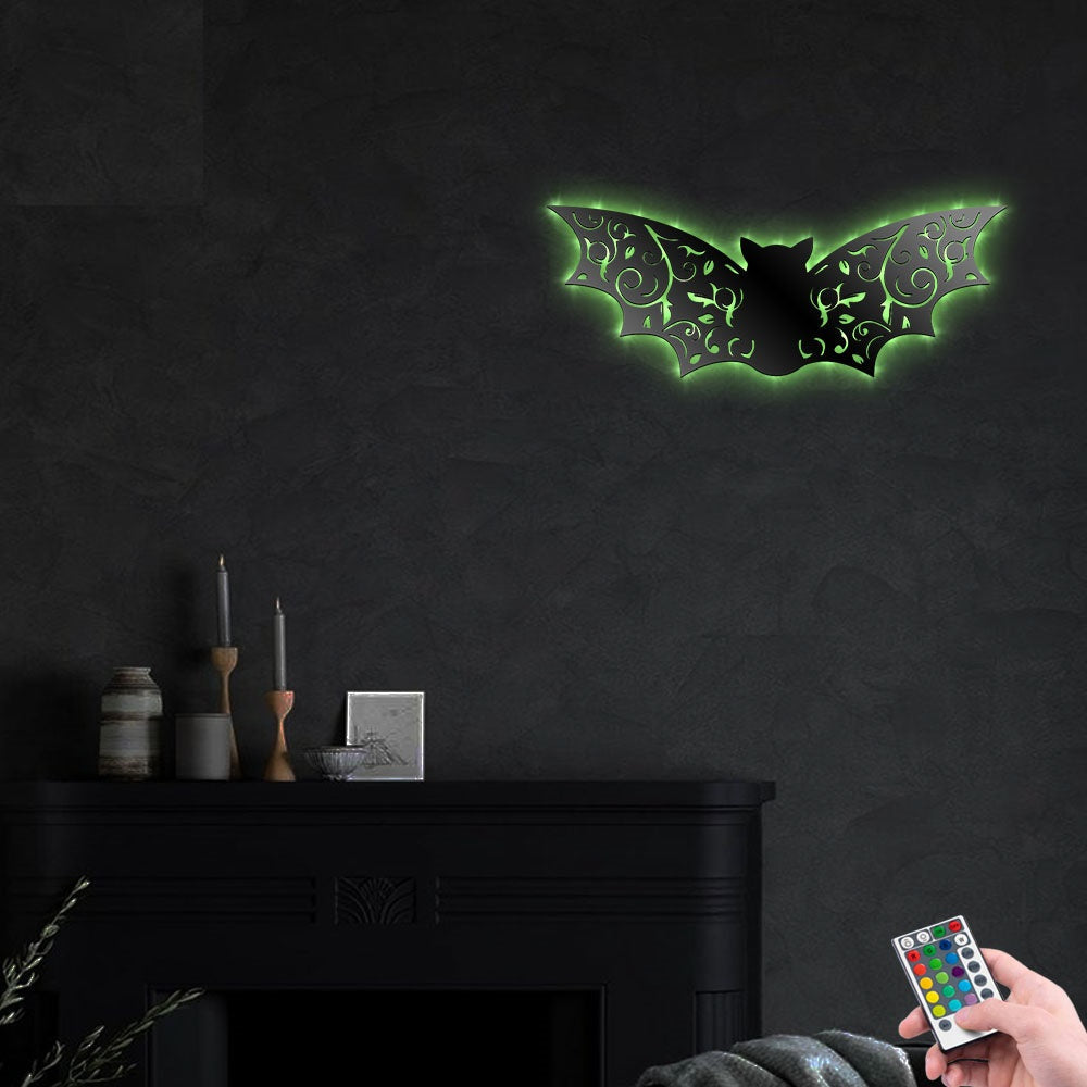 Floral Bat Lives Happily - Led Light Metal - Owls Matrix LTD