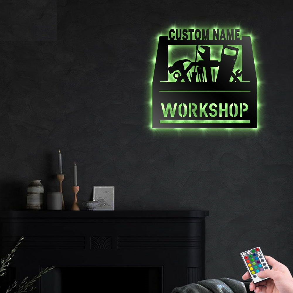 Mechanic Repair Tools Workshop Personalized - Led Light Metal - Owls Matrix LTD