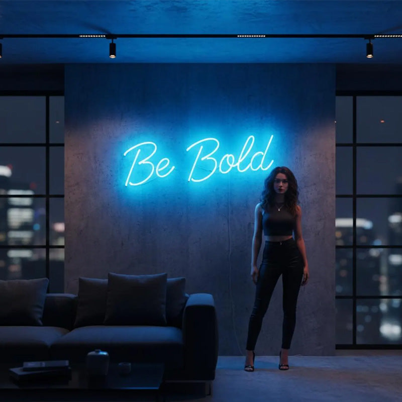 Be Bold LED Neon Sign – Blue Motivational Wall Light