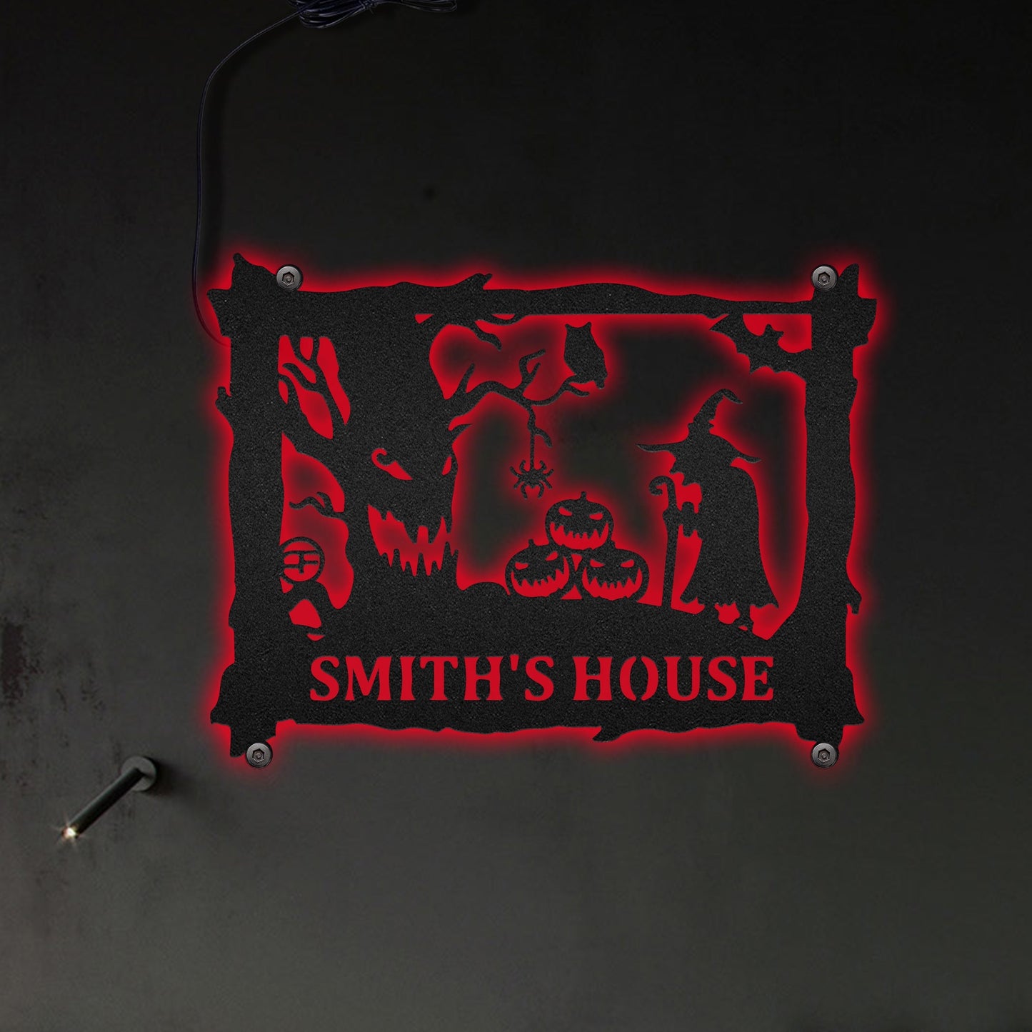 Witch Beware of the Halloween Personalized - Led Light Metal - Owls Matrix LTD