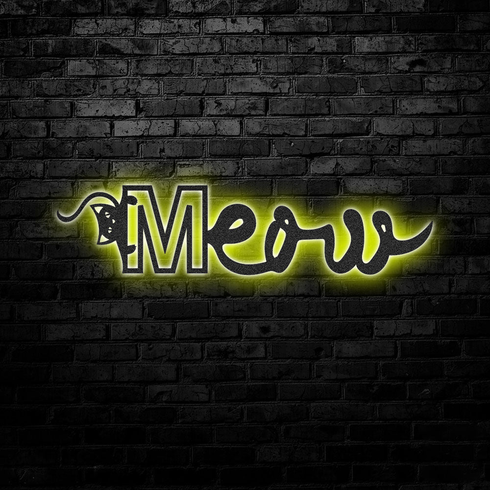 Cat Lover Meow Style - Led Light Metal - Owls Matrix LTD