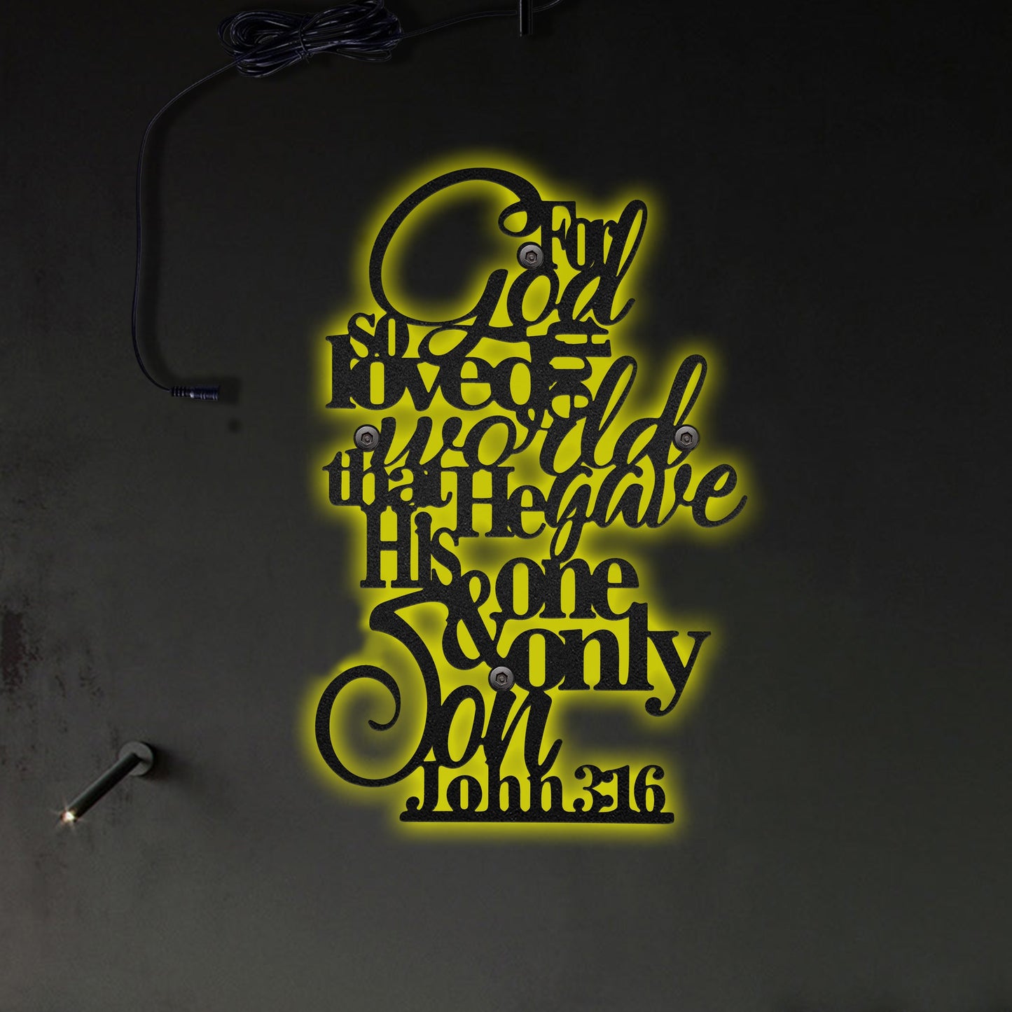 God For God So Loved The World - Led Light Metal - Owls Matrix LTD