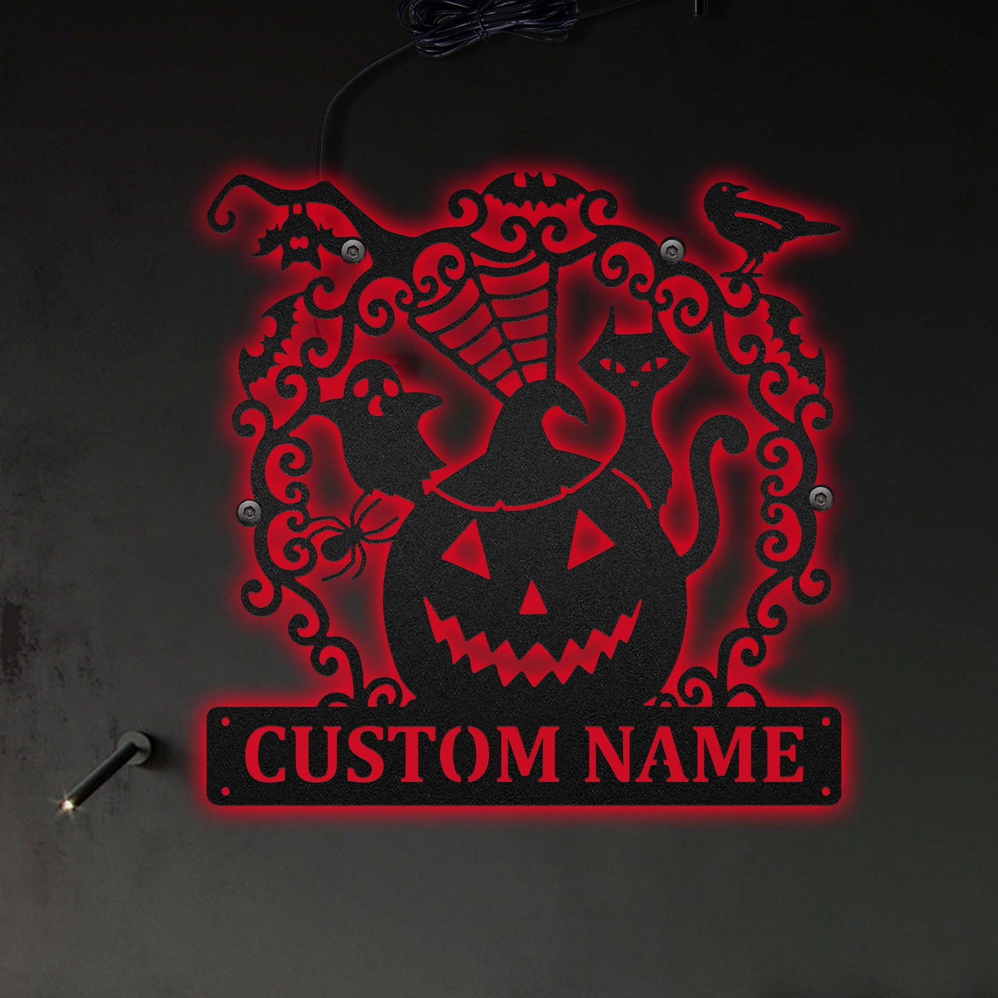 Halloween Spooky Pumpkin So Funny Personalized - Led Light Metal - Owls Matrix LTD