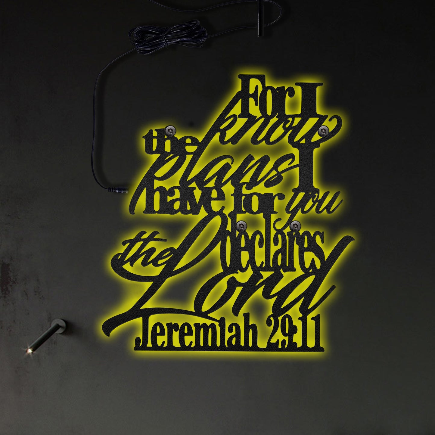 Jesus For I Know The Plans I Have For You - Led Light Metal - Owls Matrix LTD