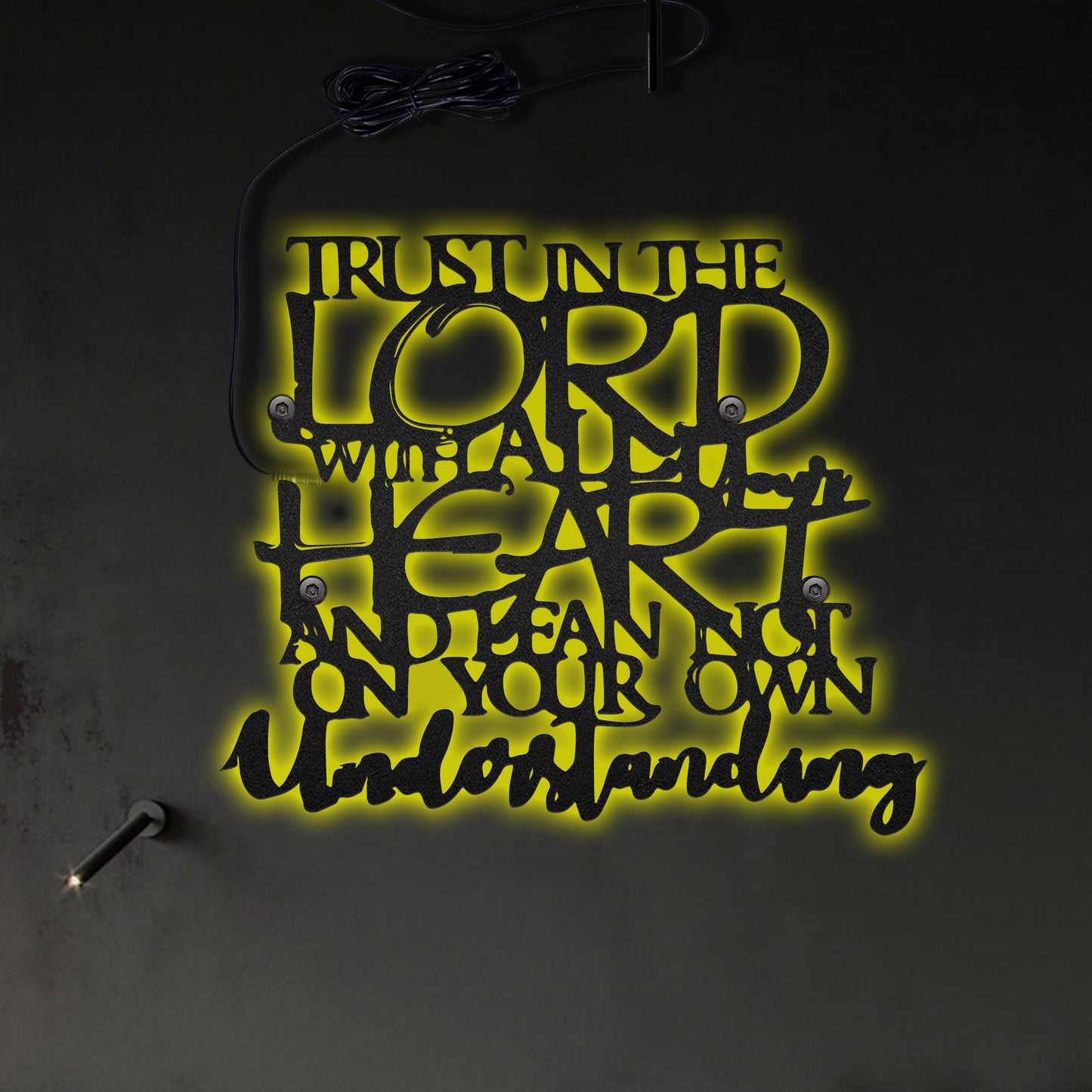 Jesus Trust In The Lord - Led Light Metal - Owls Matrix LTD