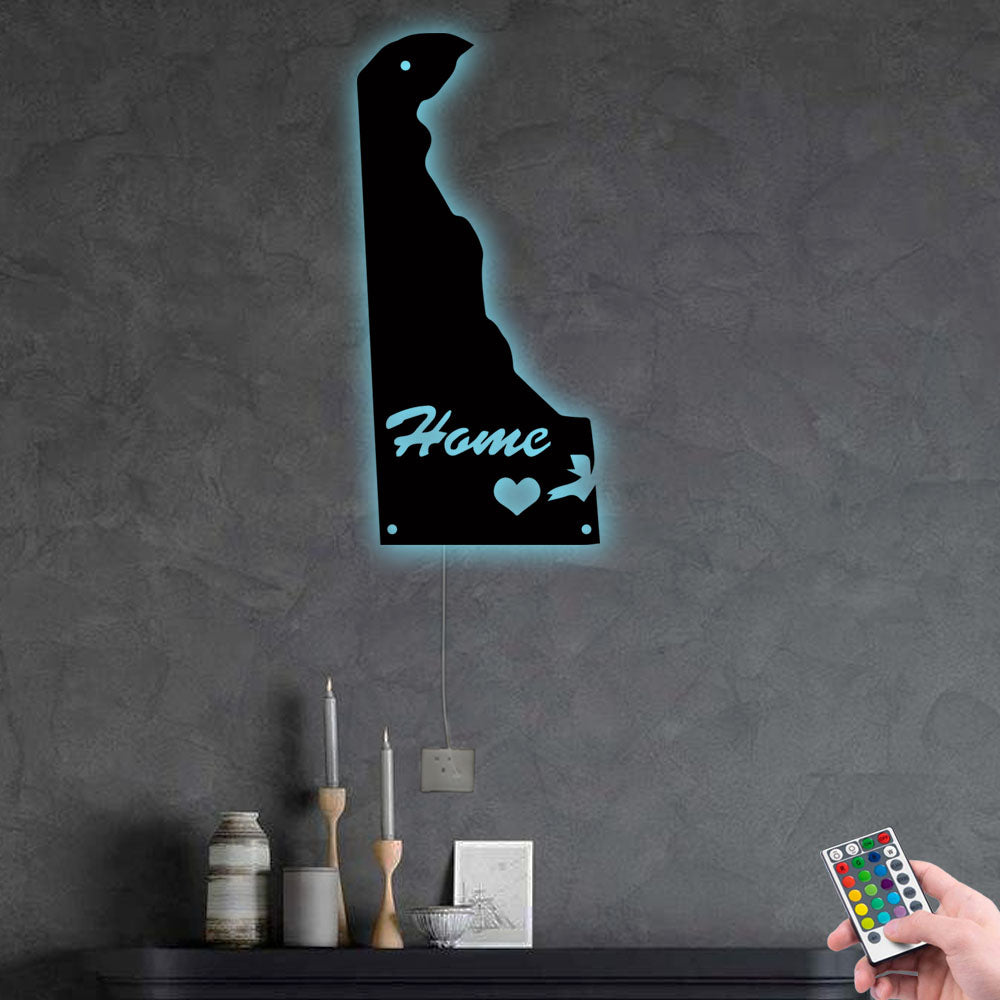 Delaware Where I Live - Led Light Metal - Owls Matrix LTD