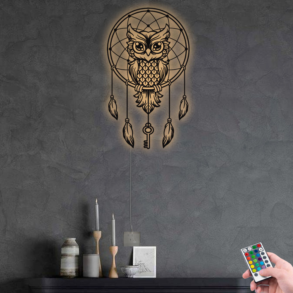 Owl Dreamcatcher - Led Light Metal - Owls Matrix LTD