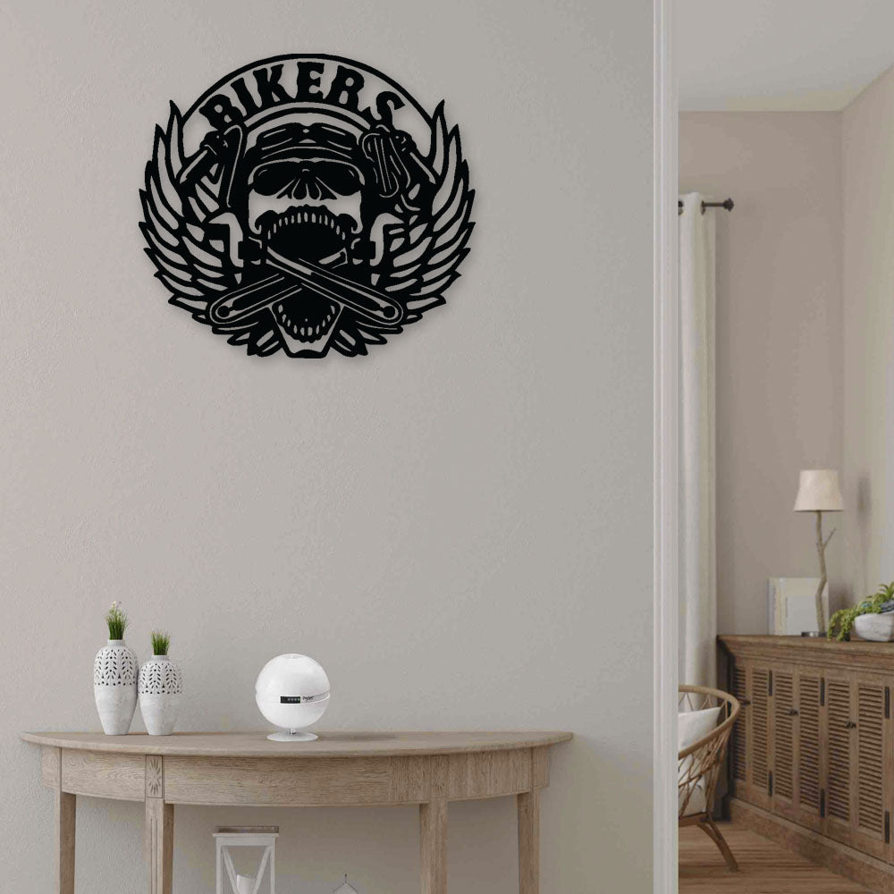 Skull Bikers Badge Style - Led Light Metal - Owls Matrix LTD