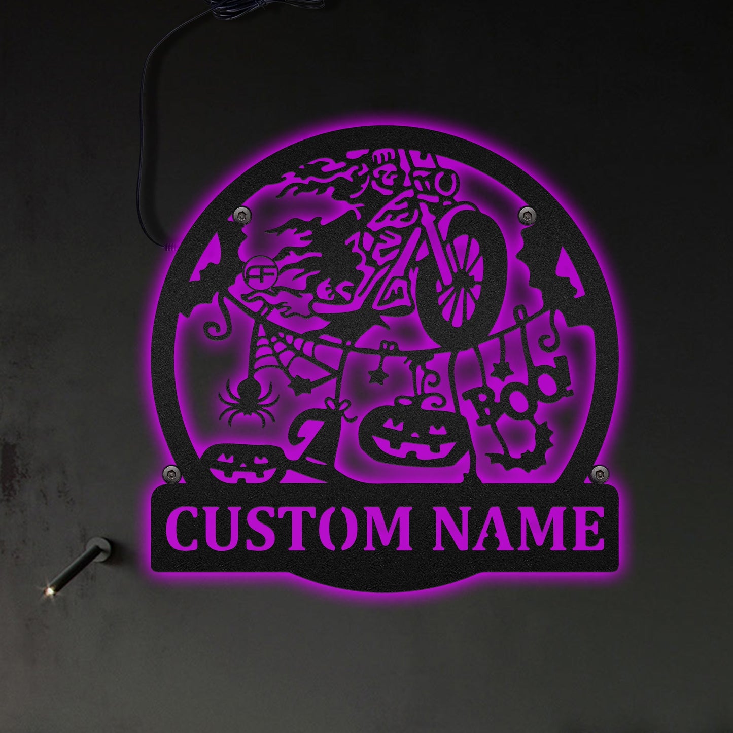 Motorcycle Ghost Rider Halloween Personalized - Led Light Metal - Owls Matrix LTD