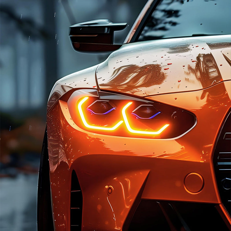 Neon Light Automotive Wall Art – Backlit Car Poster for Man Cave & Garage