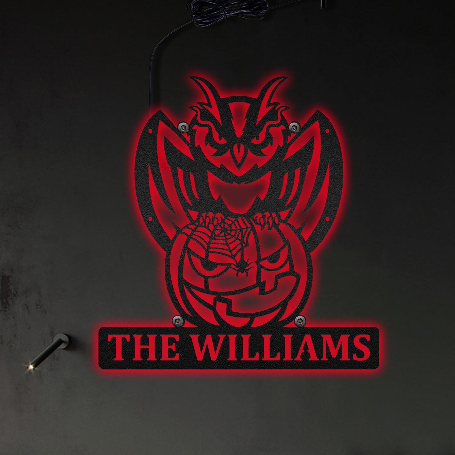 Owl Halloween Personalized - Led Light Metal - Owls Matrix LTD