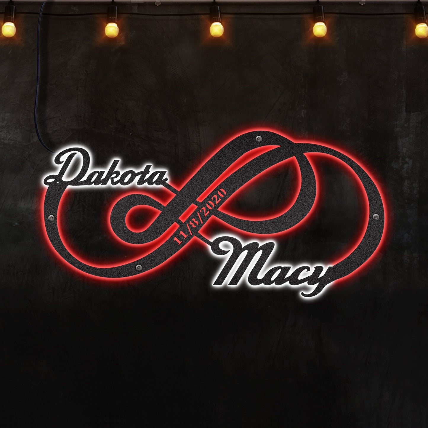 12*12 Inch (30*30cm) Love The Double Infinity Personalized - Led Light Metal - Owls Matrix LTD