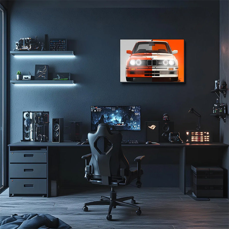 Retro Neon Sports Car Wall Art (UV Printed) – Gamer Room & Man Cave Decor