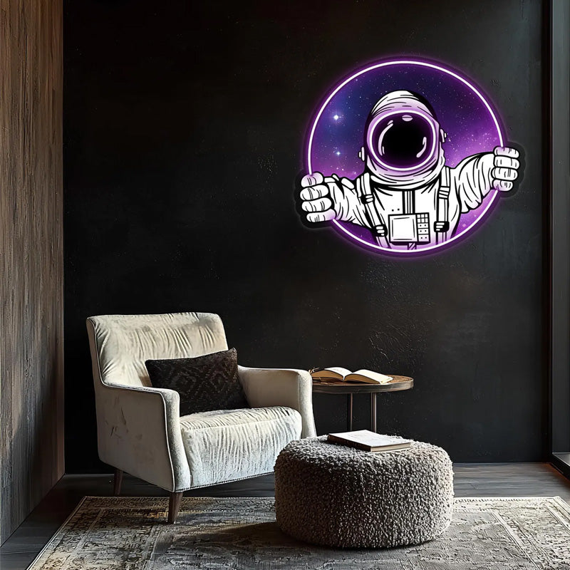 Space Explorer Neon Sign – UV-Printed LED Plexiglass Gamer Room Decor