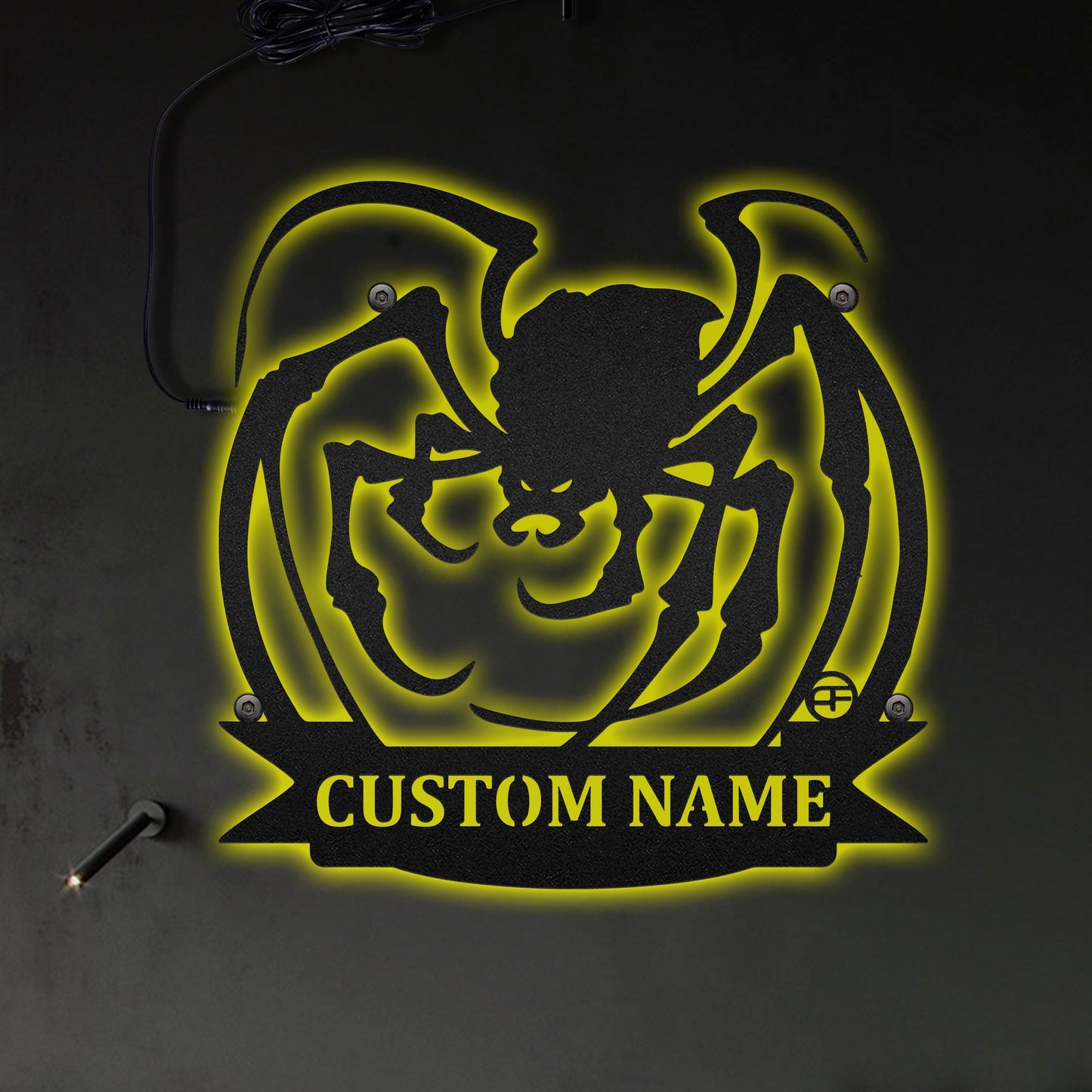 Spooky Spider Personalized - Led Light Metal - Owls Matrix LTD