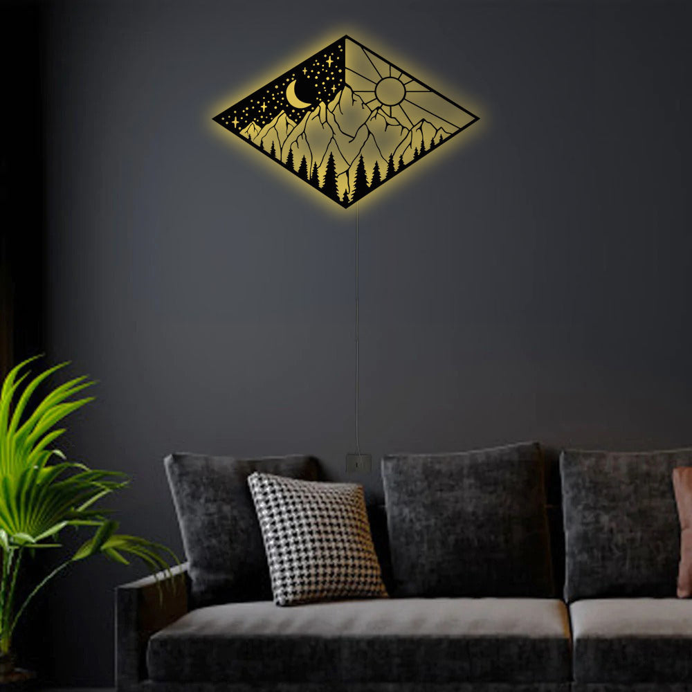 Sun And Moon - Led Light Metal - Owls Matrix LTD