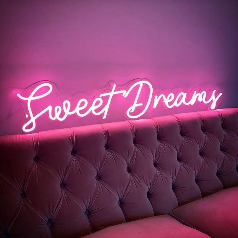Sweet Dreams Script LED Neon Sign for Bedroom, Home Decor and Wall Decoration