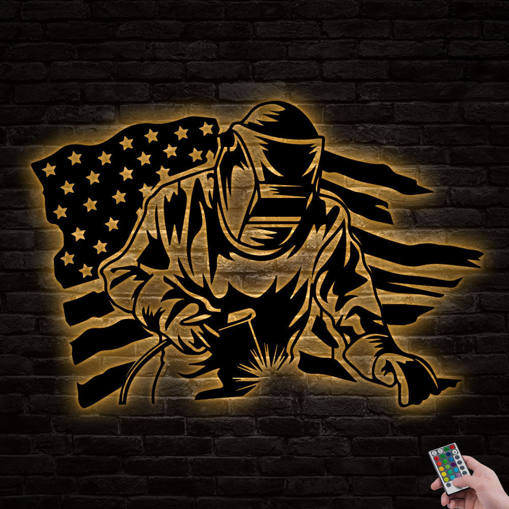 Welder American Welder Welding Torch Mask Mechanic Ironworker - Led Light Metal - Owls Matrix LTD