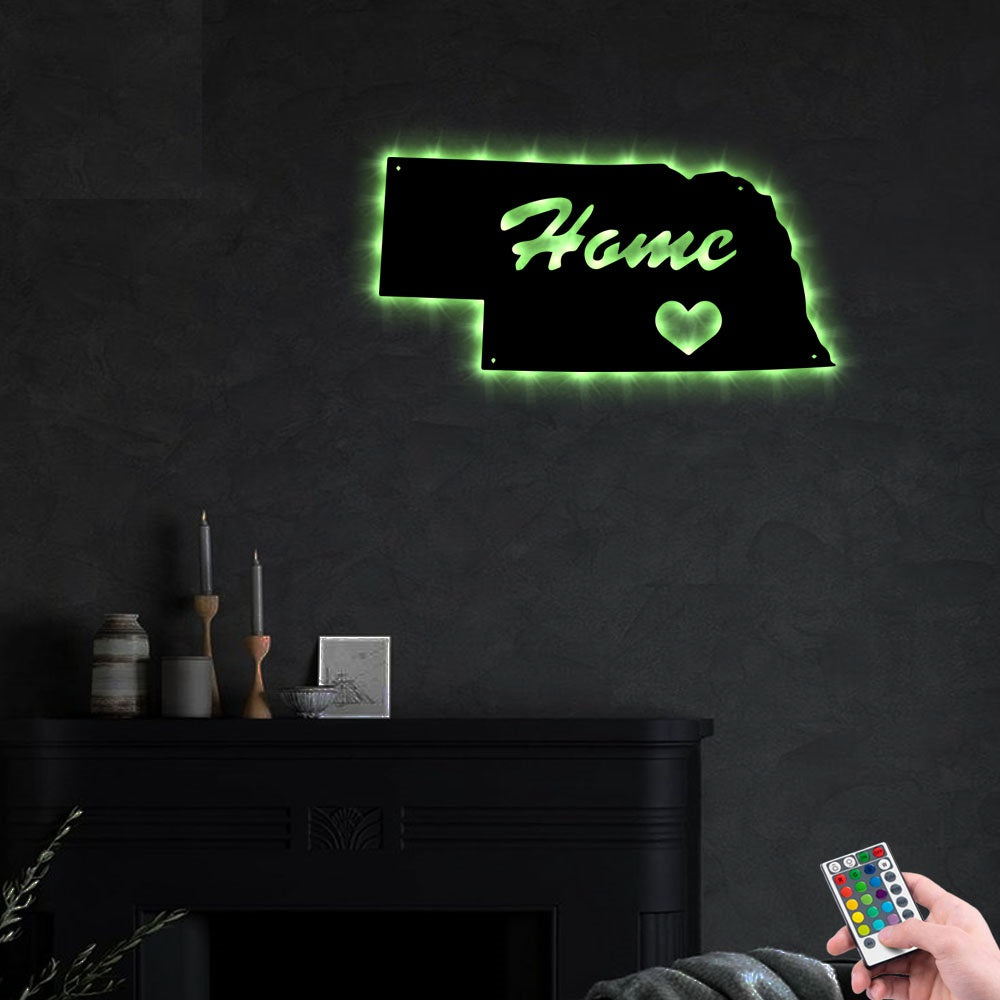 Nebraska Home Is My Love - Led Light Metal - Owls Matrix LTD