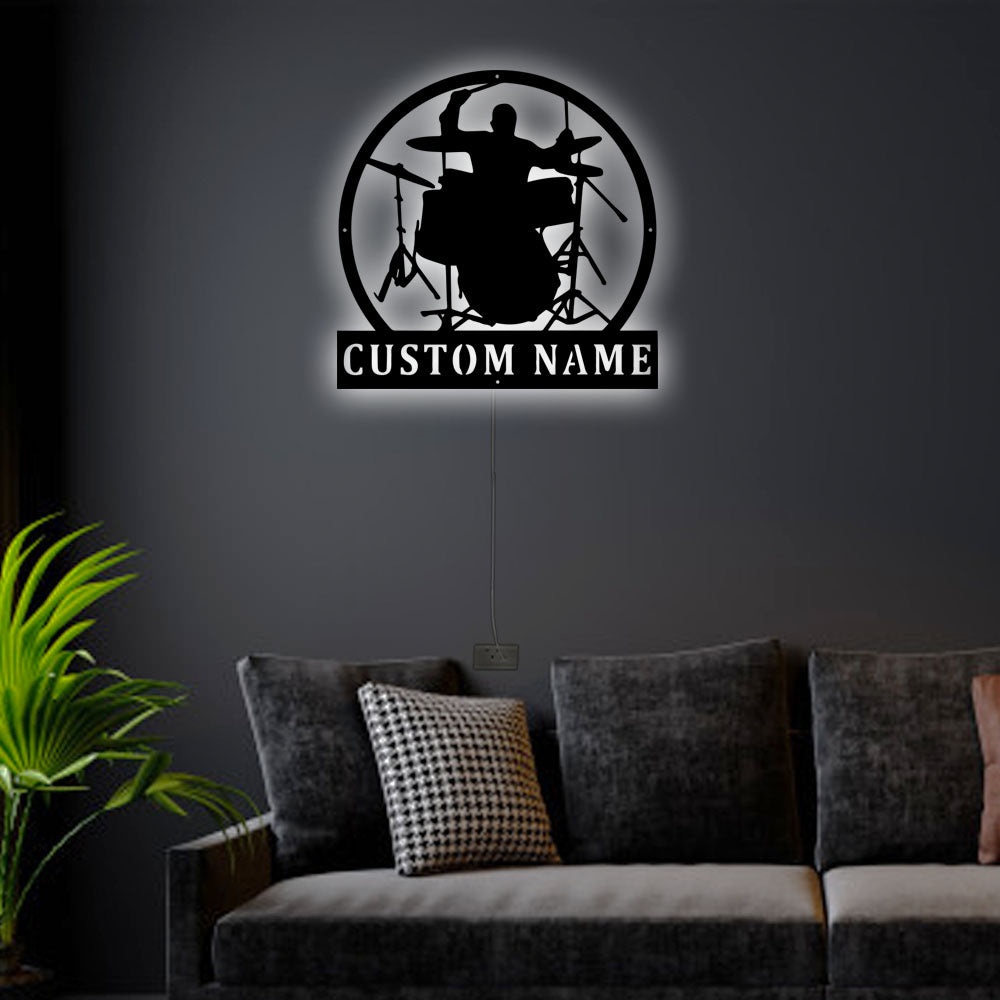 Drum Male Personalized - Led Light Metal - Owls Matrix LTD