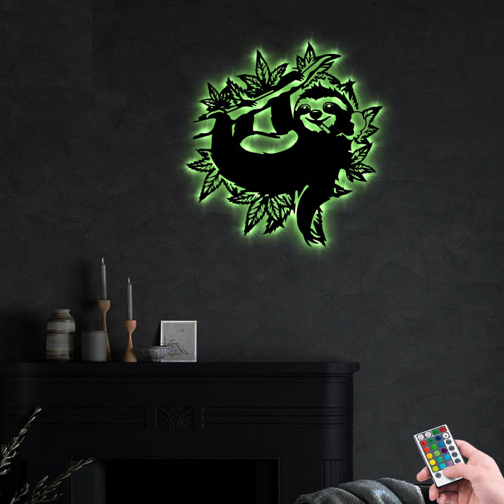 Sloth Smoking Weed Animal - Led Light Metal - Owls Matrix LTD