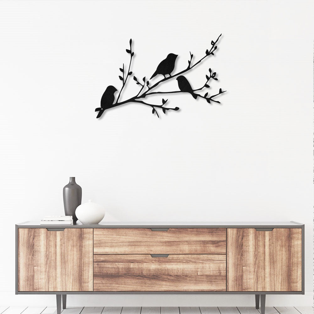 Birds On Branch I Love There - Led Light Metal - Owls Matrix LTD