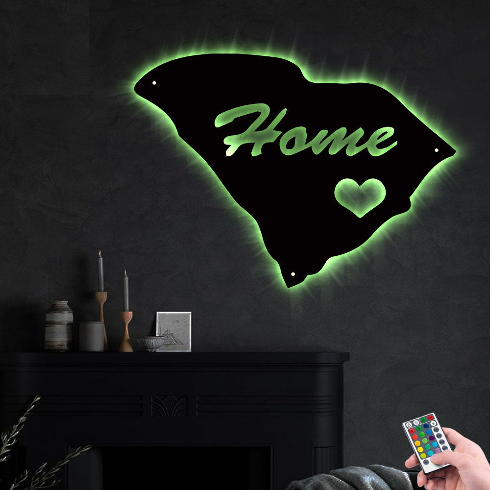 South Carolina Home Is My Life - Led Light Metal - Owls Matrix LTD