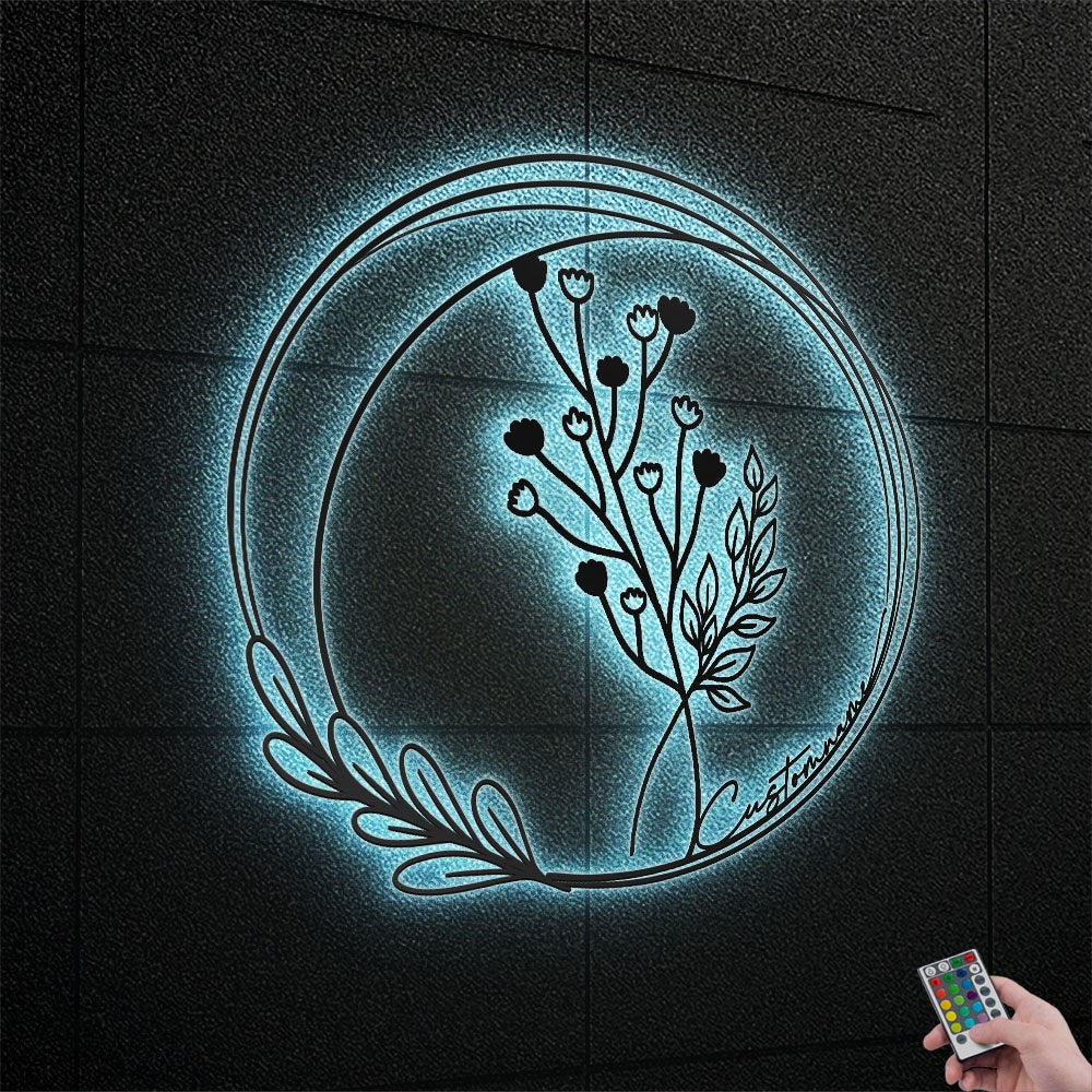 Bouquet Flowers Wildflowers Botanical Field Plants Floral V12 Personalized - Led Light Metal - Owls Matrix LTD