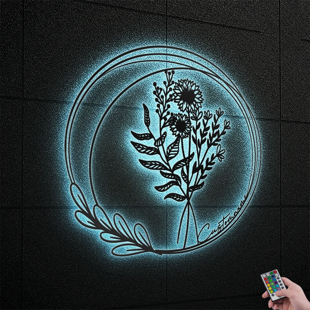 Floral Bouquet Flowers Wildflowers Botanical Field Plants Floral V14 - Led Light Metal - Owls Matrix LTD