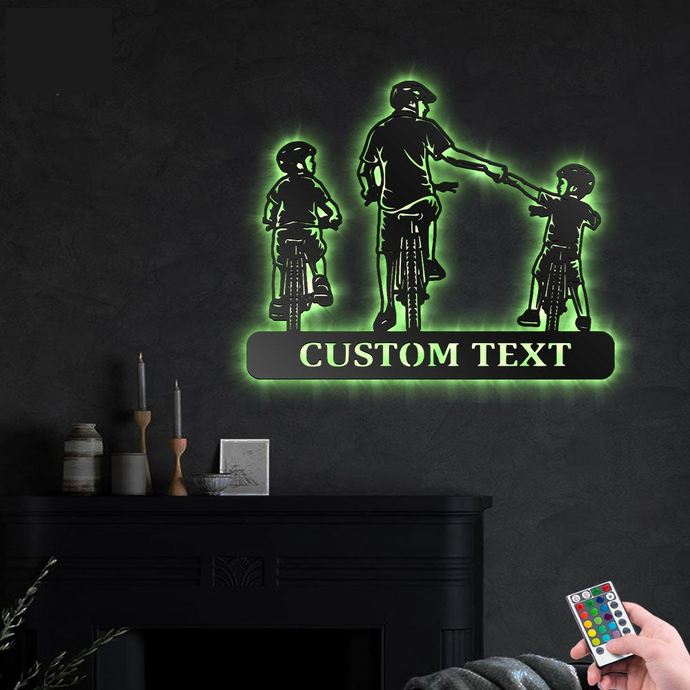 Bike BMX Dad and Son Personalized - Led Light Metal - Owls Matrix LTD