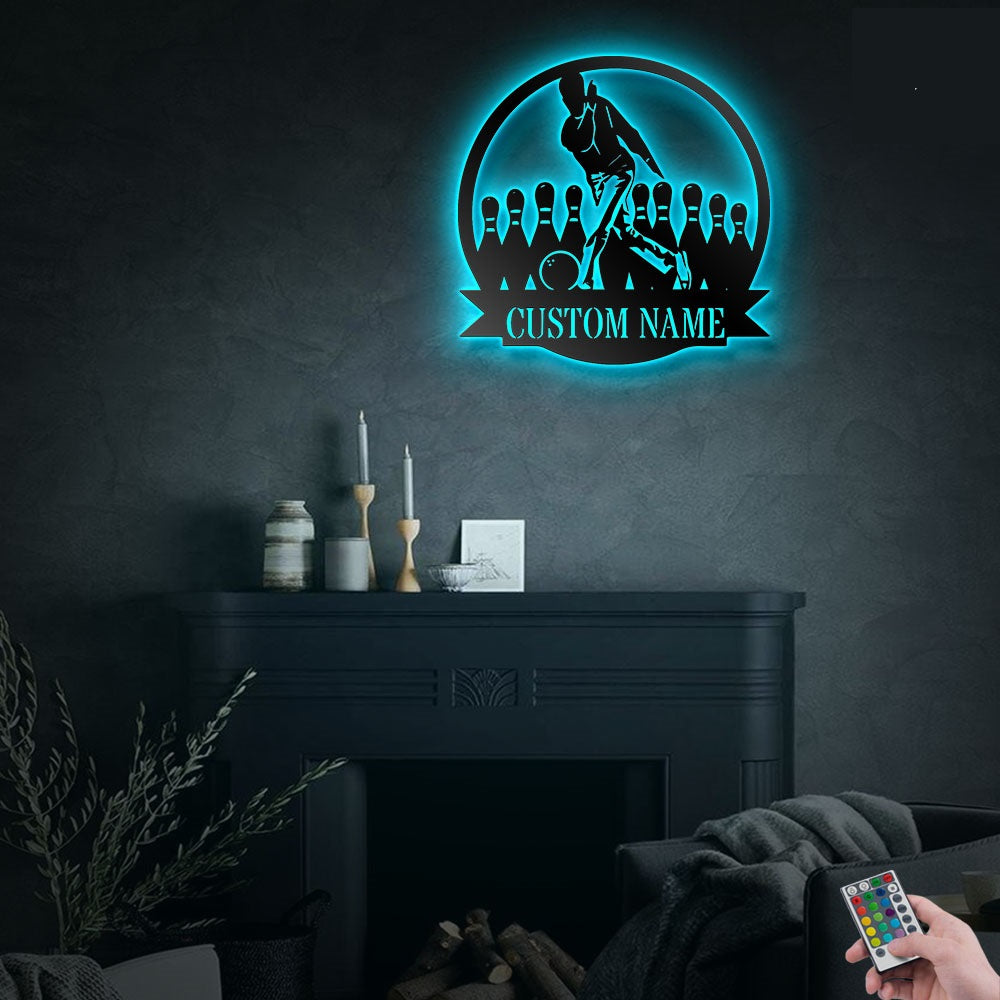 Bowling Man Personalized - Led Light Metal - Owls Matrix LTD