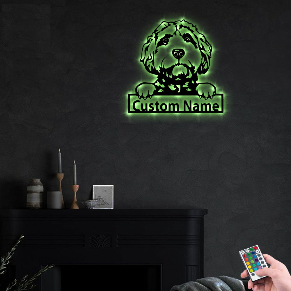 Goldendoodle Love Dogs Personalized - Led Light Metal - Owls Matrix LTD