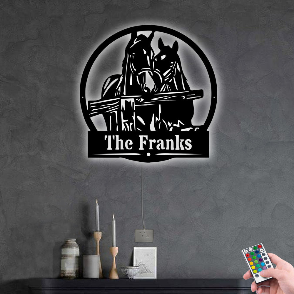 Horse Beautiful Horses Personalized - Led Light Metal - Owls Matrix LTD