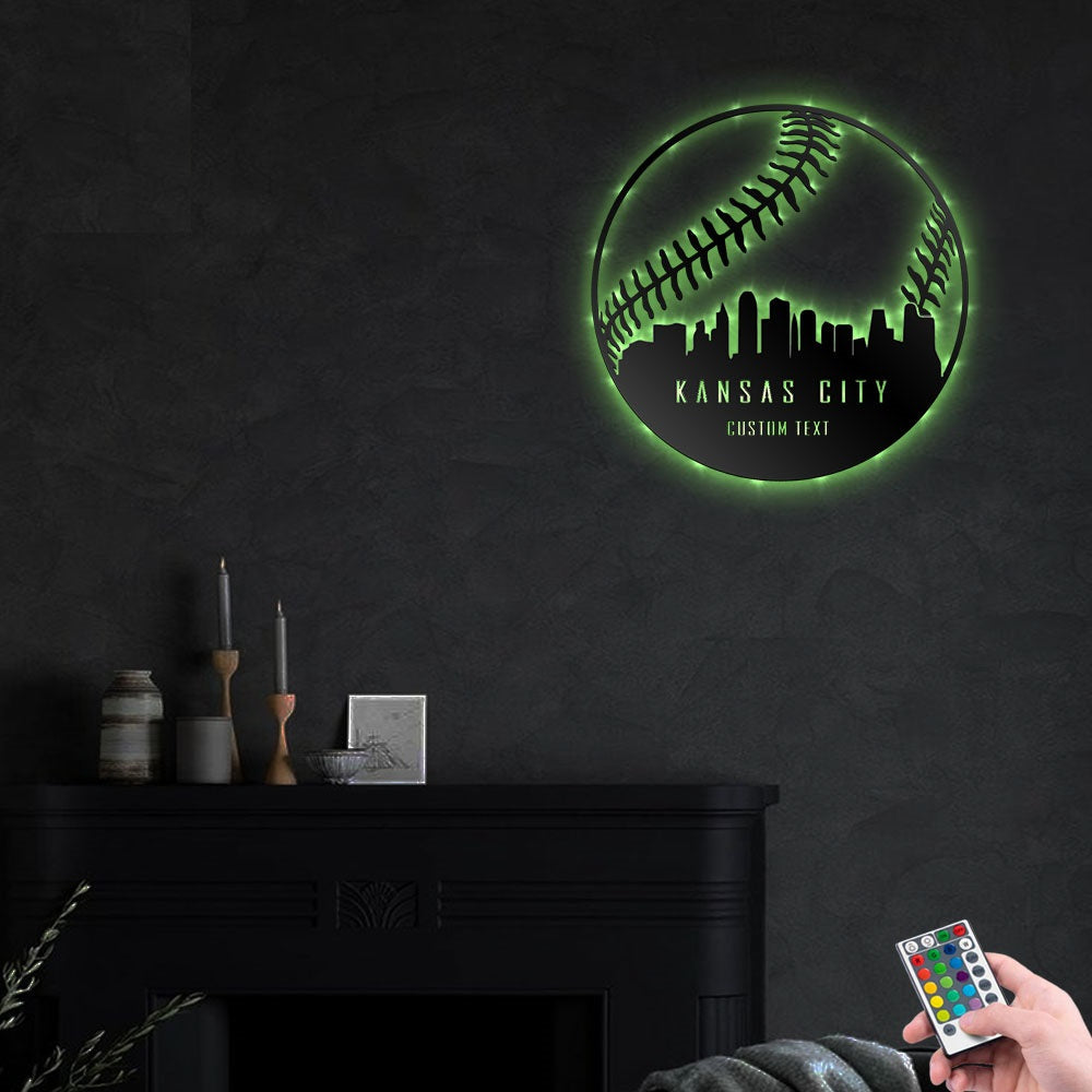 Baseball Kansas City Personalized - Led Light Metal - Owls Matrix LTD