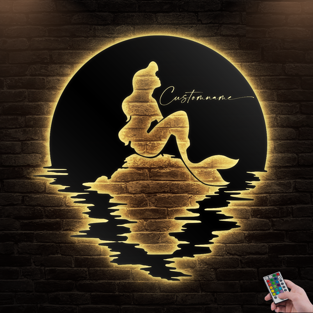 Mermaid Little Mermaid Personalized - Led Light Metal - Owls Matrix LTD