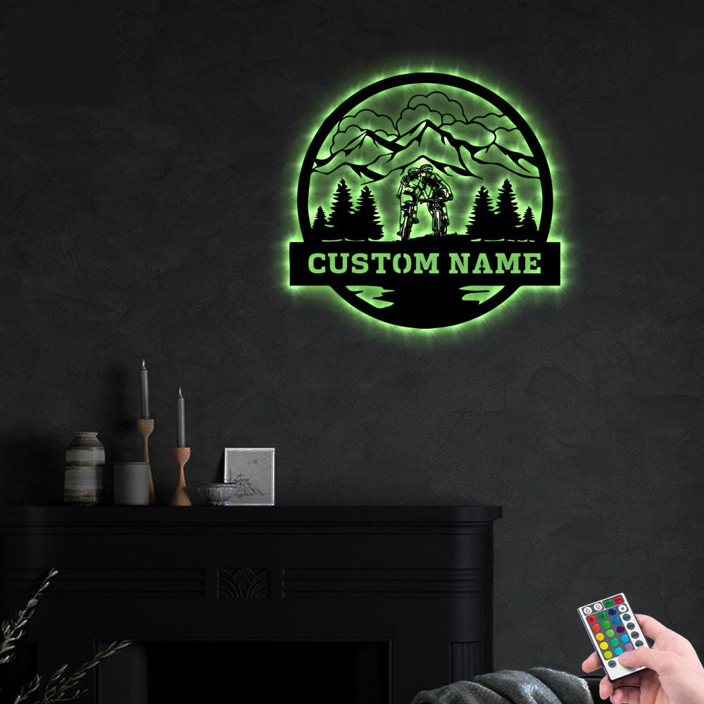 Moutain Bike Couple Personalized - Led Light Metal - Owls Matrix LTD